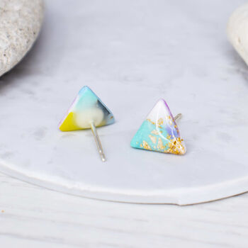 Ettie Sterling Silver Triangle Stud Earrings, 2 of 3