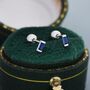 Sterling Silver Extra Tiny Sapphire Blue Baguette Cz Screw Back Earrings, thumbnail 7 of 12