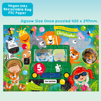 Personalised Jungle Safari Birthday Jigsaw Puzzle, 2 of 10