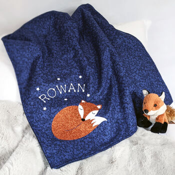Liberty Print Fabric Fox Pram Blanket New Baby Gift, 2 of 3