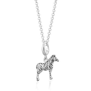 Zebra Charm Necklace, Sterling Silver Or Gold Plated, 8 of 9