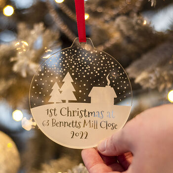 1st Christmas New Home Snowy Scene Tree Decoration, 2 of 5
