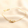 Pearl Two Peas In A Pod Charm Bracelet In Gold, thumbnail 1 of 2