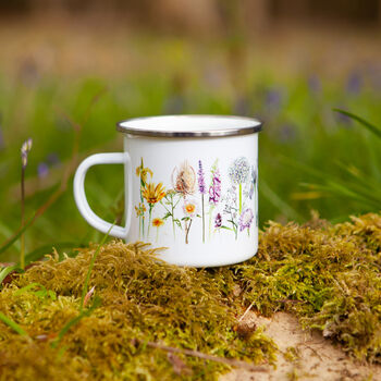 Inky Wildflower Enamel Camping Mug With Personalisation, 11 of 12