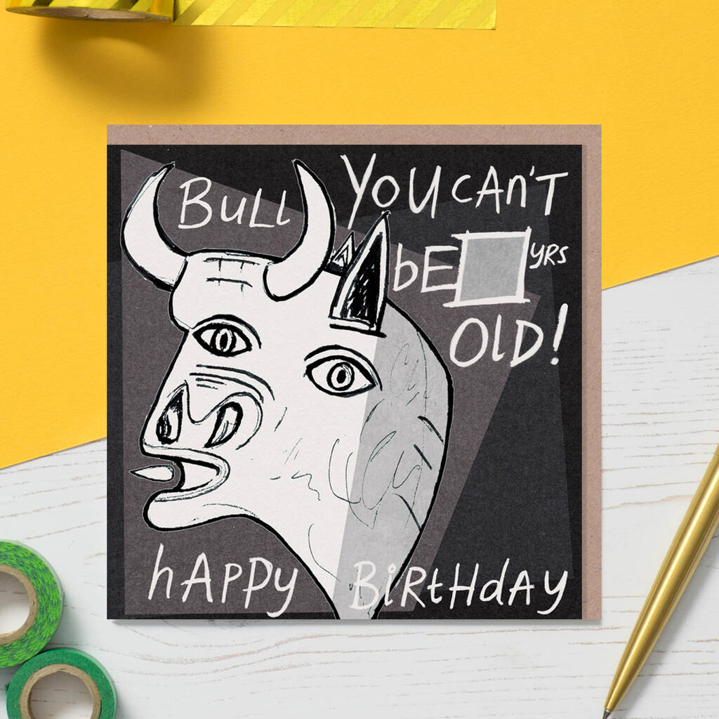 bull birthday card by cardinky