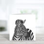 Capella The Zebra Luxury Hand Drawn Blank Greeting Card, thumbnail 2 of 2