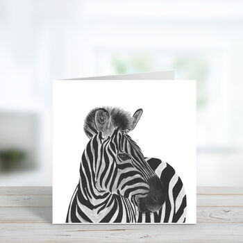 Capella The Zebra Luxury Hand Drawn Blank Greeting Card, 2 of 2