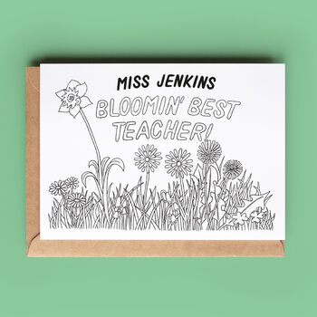 Personalised Bloomin' Best Colour In Card For Teacher, 2 of 3