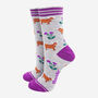 Highland Cow Scottish Thistles Bamboo Ankle Socks Women's Grey Purple, thumbnail 1 of 4