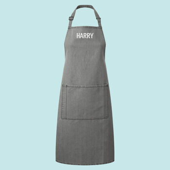 Stencil Personalised Denim Apron With Pocket, 2 of 5