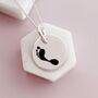 Sterling Silver Footprint Disc Necklace, thumbnail 1 of 6