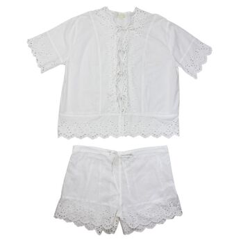 Ladies White Cotton Short Pyjama Set 'Betty', 7 of 7