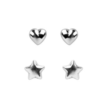 Hearts And Stars Sterling Silver Earring Set, 2 of 4
