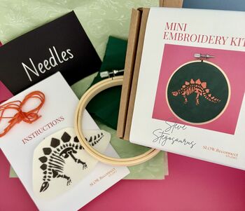 Mini Embroidery Stegosaurus Kit, 2 of 5