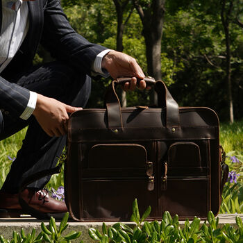 Genuine Leather Briefcase With Luggage Strap, 12 of 12