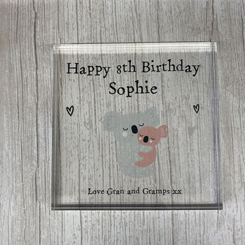 Personalised Koala Acrylic Birthday Block Gift, 3 of 6