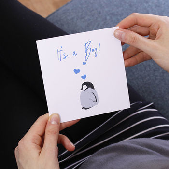 It's A Boy Baby Penguin New Baby Card, 2 of 2