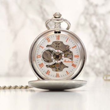 Engraved Silver Pocket Watch Single Opening, 2 of 4