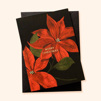 Botanical Illustrated Poinsettia Christmas Card, 2 of 3