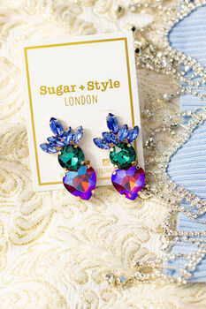 Turquoise Heart Gem Layer Stud Earrings, 3 of 3