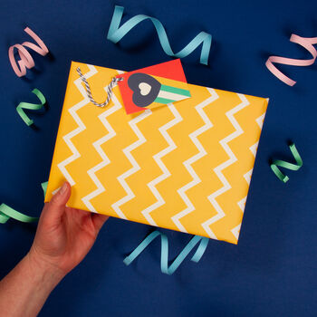 Scandi Disco Yellow Gift Wrap And Tags, 3 of 4