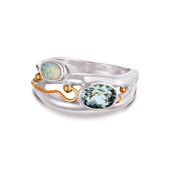 Blue Topaz And Opal Gemstone Ring, 6 of 7