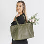 Olive Soft Leather Lined Tote Handbag, thumbnail 6 of 10