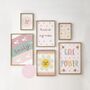 Personalised Floral Name Print Set, Girls Room Pastel Gallery Wall, thumbnail 1 of 5