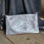 Metallic Leather Cross Body Pouch Clutch Bag In Silver, thumbnail 3 of 3