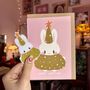 Cute Christmas Card And Sticker Gift Set: Bunny Waterproof Sticker And A6 Card, thumbnail 1 of 10