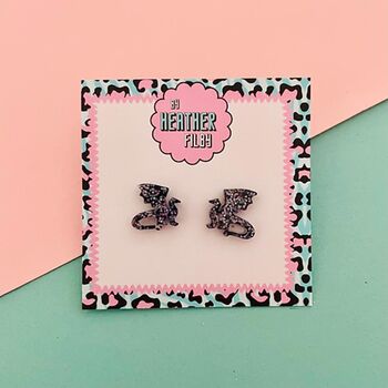 Dragon Glitter Stud Earrings *More Colours Available*, 2 of 2