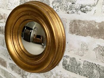 24cm Gold Convex Wall Mirror Porthole Fisheye Design, 3 of 6