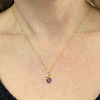 Amethyst Birthstone Necklace, February, Gold Plated, 2 of 6
