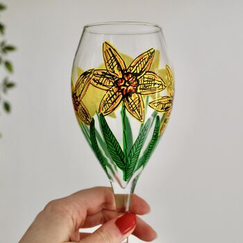 Daffodil Painted Wine Glass, 2 of 8