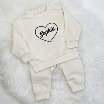 Heart Baby And Kids Personalised Sweatshirt Jogger Set, 2 of 7