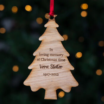 Personalised Wooden Christmas Tree Memorial Bauble, 4 of 7