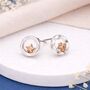 Silver And Rose Gold Halo Star Stud Earrings – 10mm, thumbnail 1 of 5