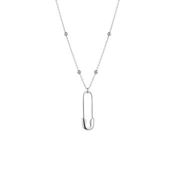 Sterling Silver Safety Pin Necklace With Beaded Chain, 10 of 11
