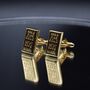 Gold Bar Cufflinks Gift For Men 316 L Stainless Steel Luxury Accessory, thumbnail 3 of 7