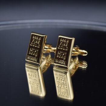 Gold Bar Cufflinks Gift For Men 316 L Stainless Steel Luxury Accessory, 3 of 7