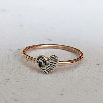 Gold And Silver Fingerprint Heart Ring, 2 of 4