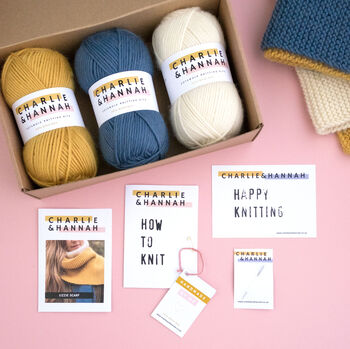 100% Wool Lizzie Scarf Knitting Kit, 3 of 5