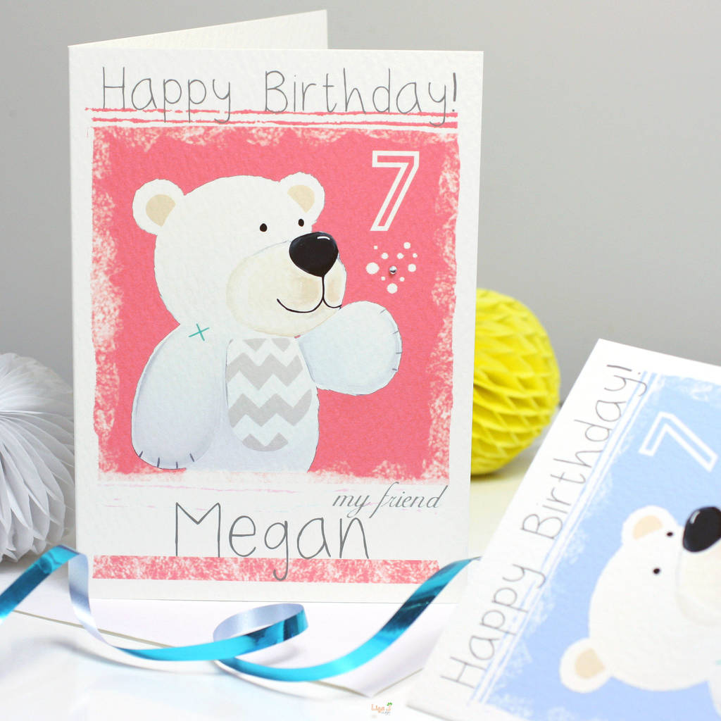 Personalised Arctic Polar Bear Birthday Card By Liza J design