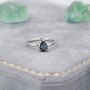 Sterling Silver One Carat Mystic Black Cz Pear Cut Ring, thumbnail 4 of 11
