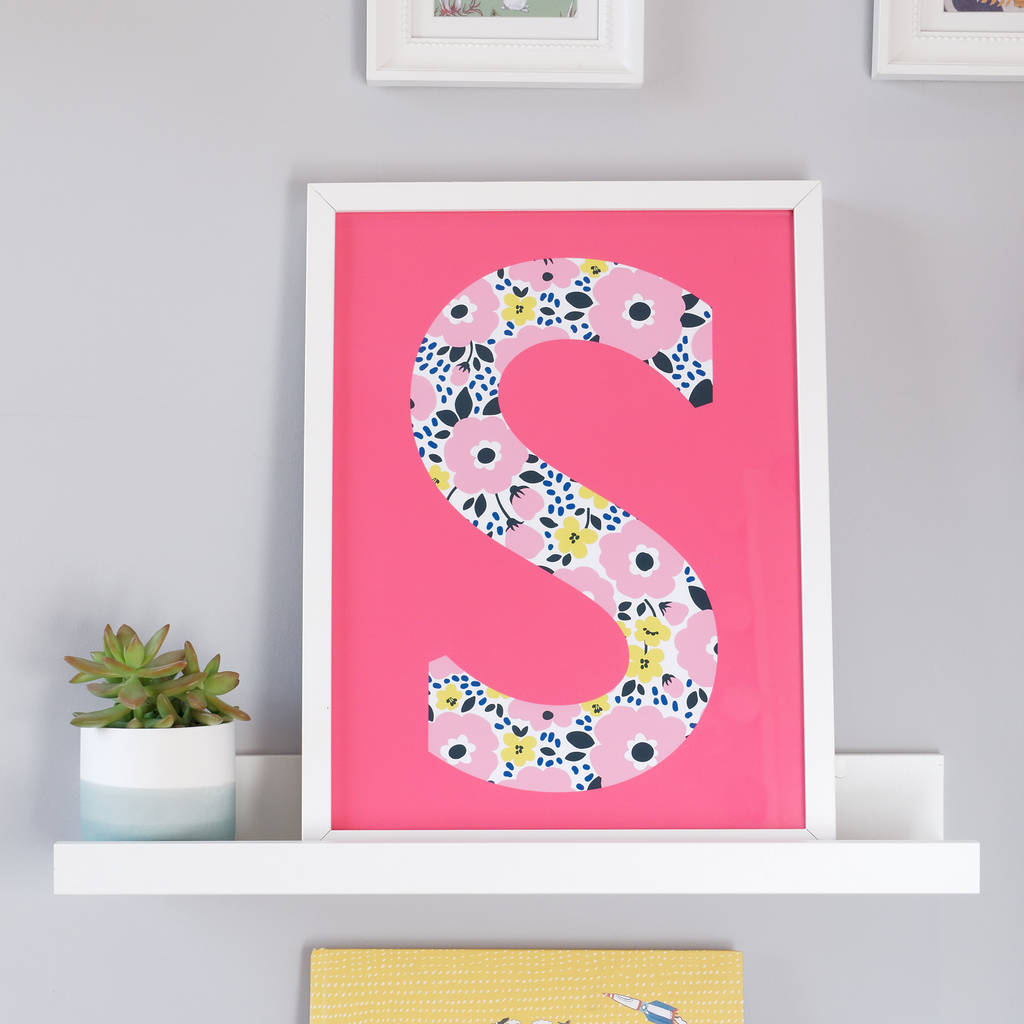 floral letter initial print by happy paper notonthehighstreetcom