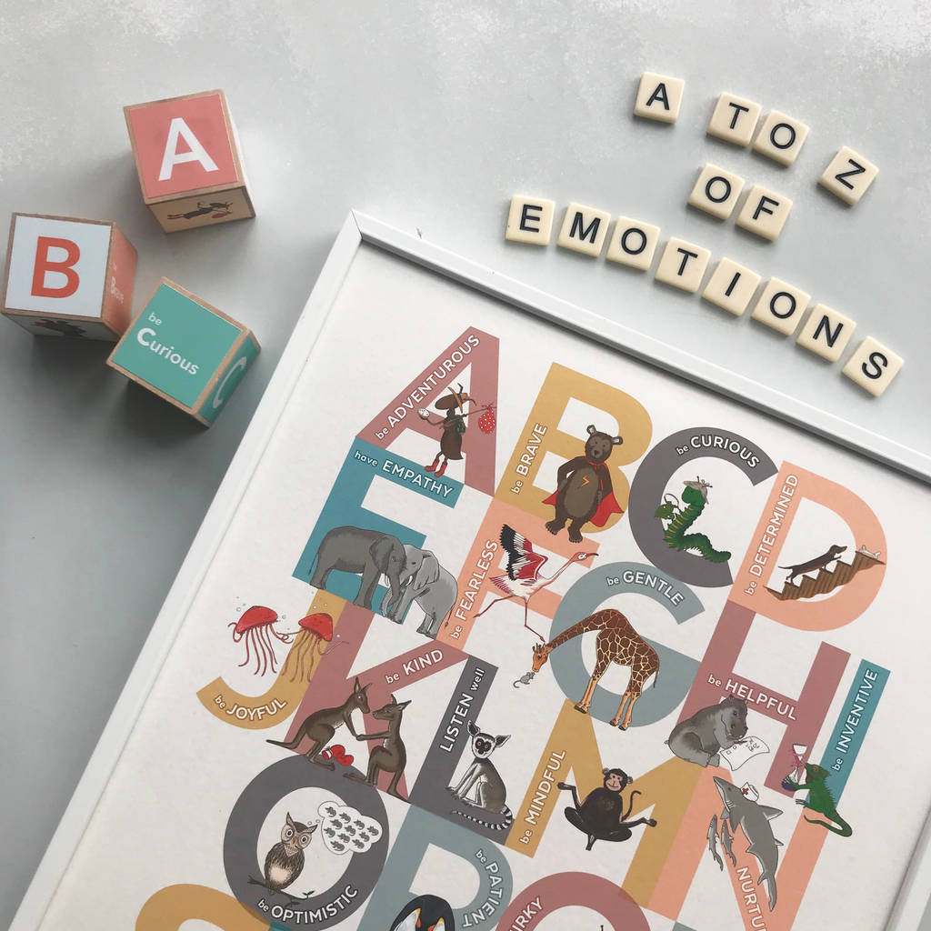 A To Z Of Emotions Inspiring Alphabet Block Print, 1 of 6
