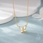 Sterling Silver Simulated Moonstone Butterfly Necklace, thumbnail 4 of 12