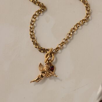 Angel Cherub Pendant Necklace Garnet, 7 of 11