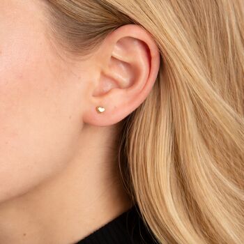 Solid 9ct Gold Micro Heart Stud Earrings – 4mm, 3 of 8