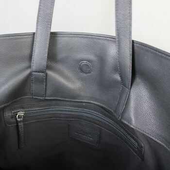 Large Black Leather Tote Bag, 6 of 8
